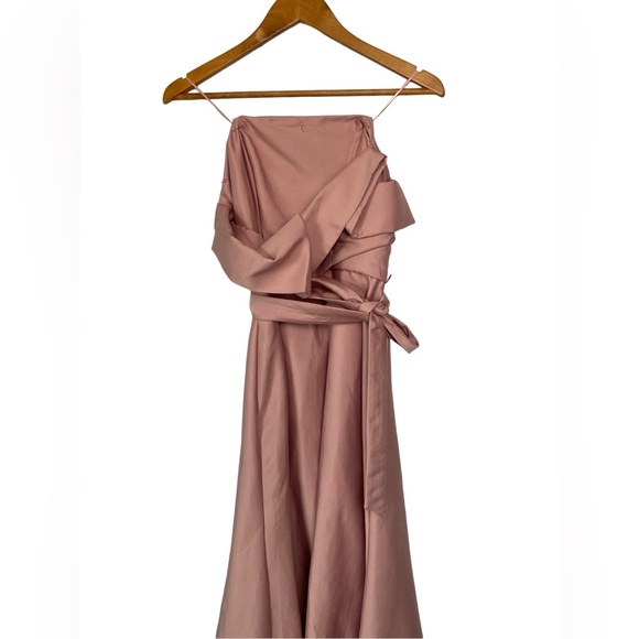 NWT KEEPSAKE The Label Pink Rose Strapless Pleated Tea Length Dress with Bodice - Picture 5 of 14